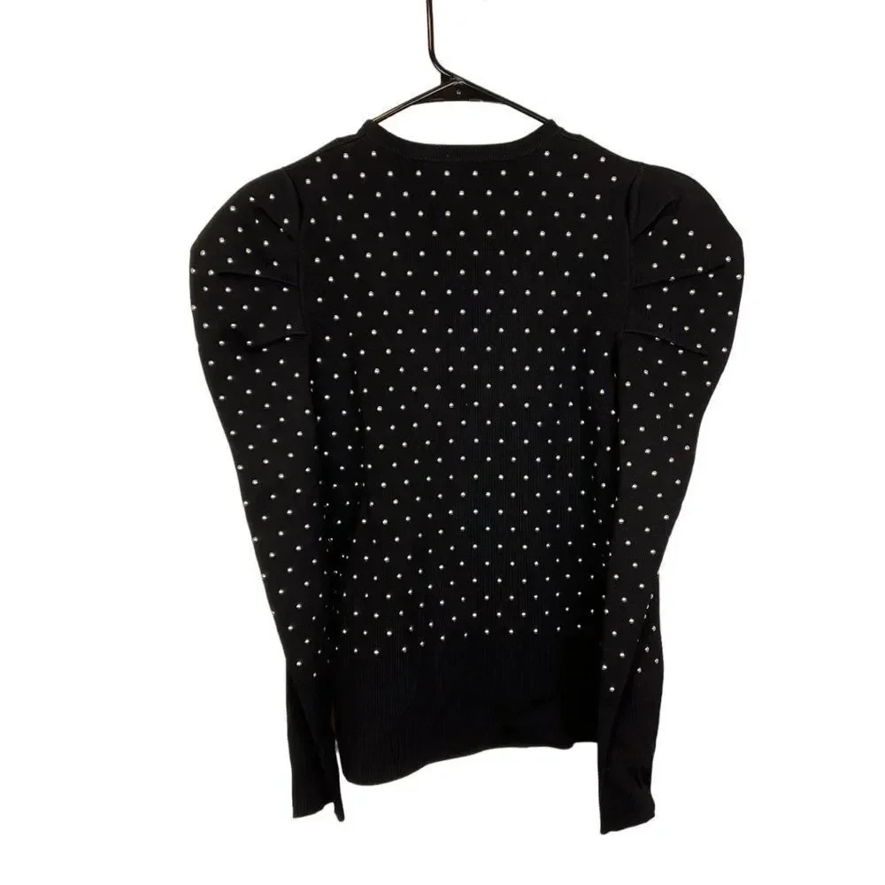 Apparalel Black Puff Shoulder Top Size L - Picture 5 of 16